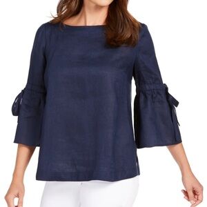 Charter Club Navy Bell Sleeve Blouse Size Medium